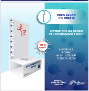 Espositore da banco per igienizzante mani