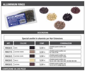 Anellini per extension in alluminio colorato