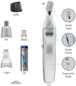Rasoio a batterie per naso e orecchie Wahl